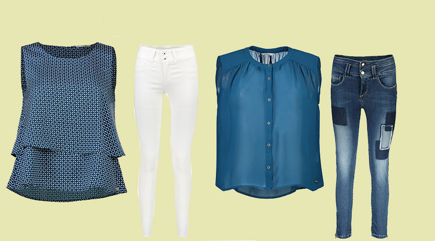 بلوز کله غازی شلوار جین سفید زنانه تیفوسی