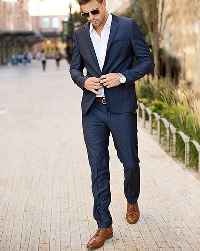 کفش قهوه ای چرم مردانه کت شلوار مجلسی