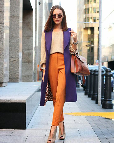 ست کردن رنگ بنفش و نارنجی