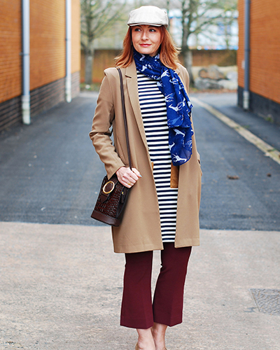 ست کردن مانتو رنگ کرمی با شلوار