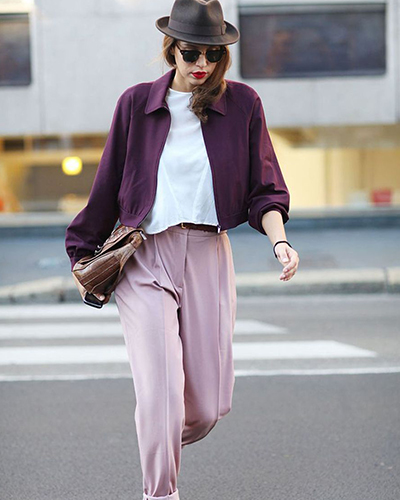 ست کردن مانتو بنفش و سفید