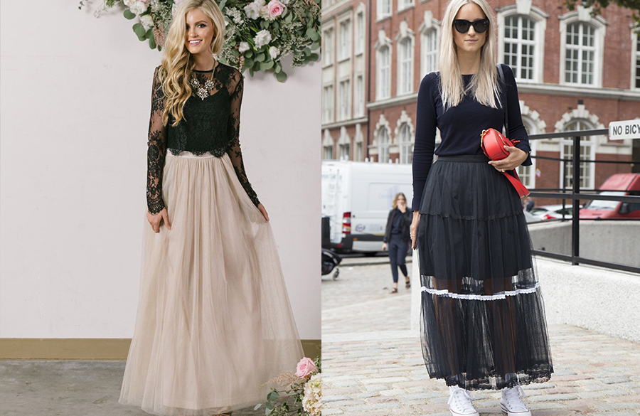 دامن تابستانی بلند توری