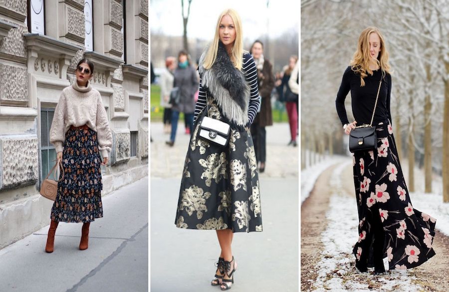 استایل پاییزی با دامن طرح دار