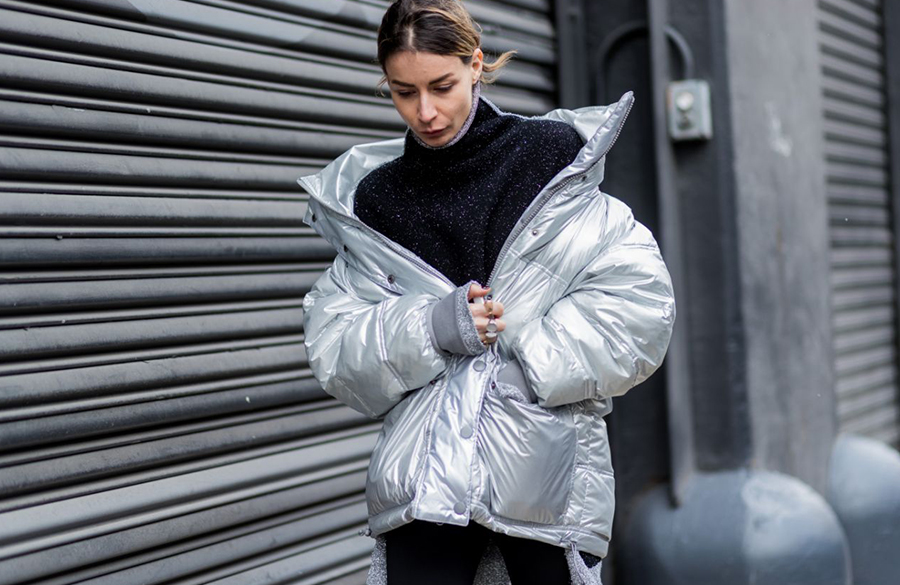 مدل کاپشن پفی زنانه نقره ای