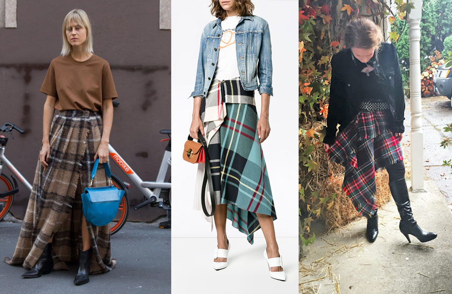 استایل پاییزی با دامن پتویی