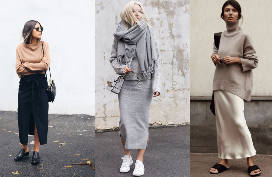 استایل پاییزی با دامن مینیمال