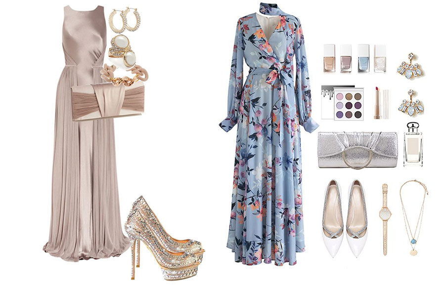 پیراهن ماکسی و کفش پاشنه بلند