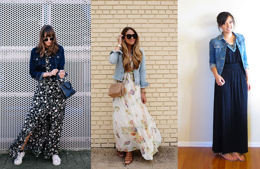 پیراهن ماکسی و ژاکت جین