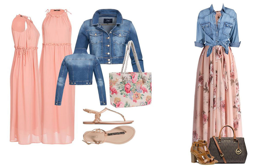 ژاکت جین و پیراهن ماکسی