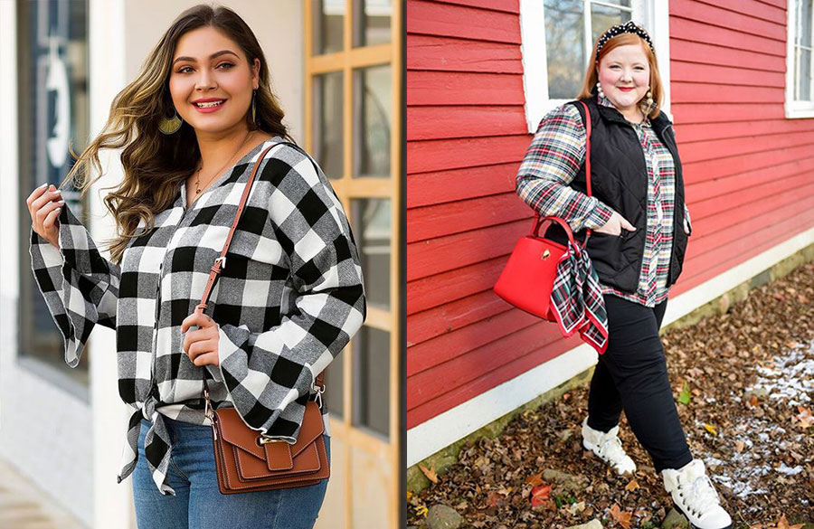 پیراهن چهارخانه برای خانمهای پلاس سایز