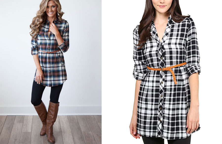 پیراهن چهارخانه و کمربند