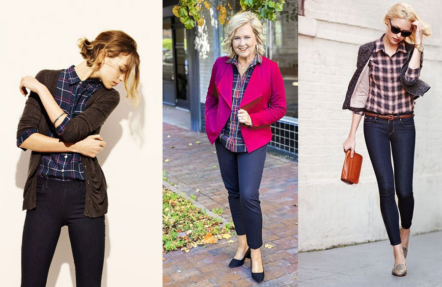 پیراهن چهارخانه با بلیزر