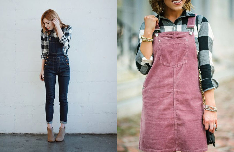 پیراهن چهارخانه با سارافون