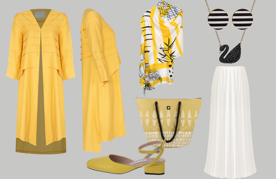 ست بهاره زرد و سفید