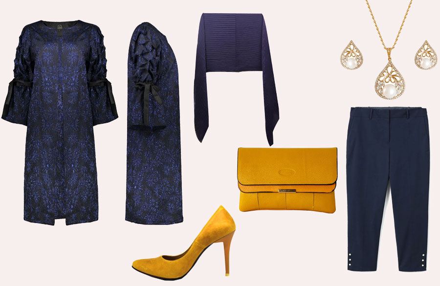 ست بهاره سورمه ای و زرد