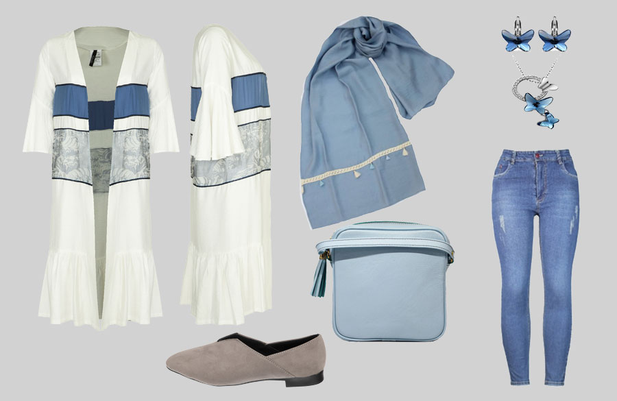 ست بهاره آبی و طوسی