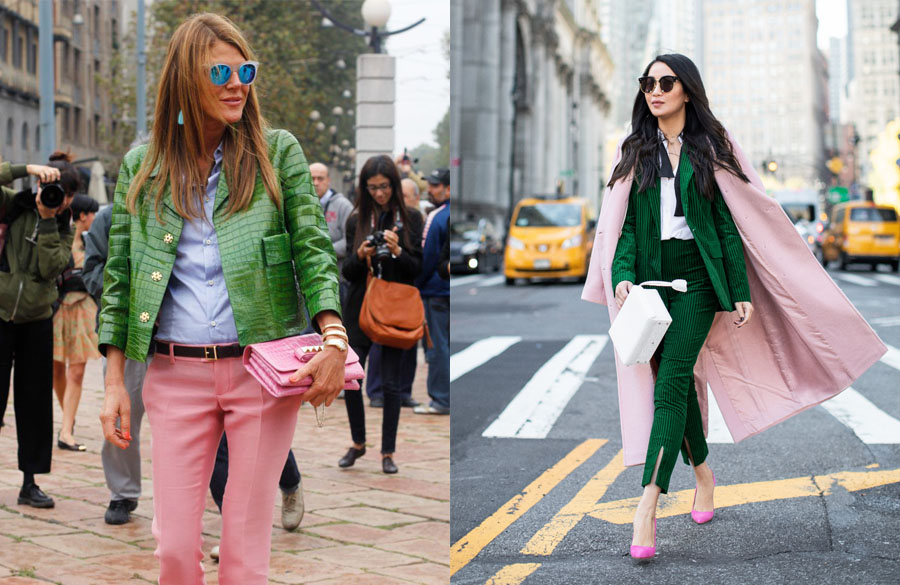 ترکیب سبز و صورتی در استایل