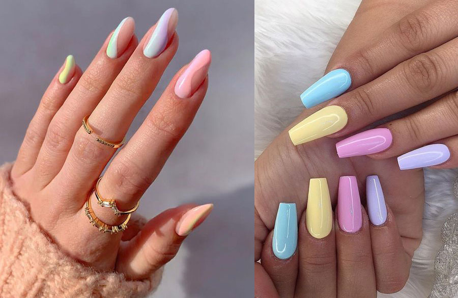 طراحی ناخن با رنگهای پاستیلی