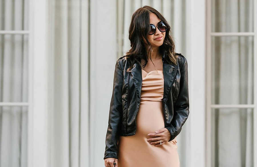 لباس بارداری مجلسی به رنگ صورتی