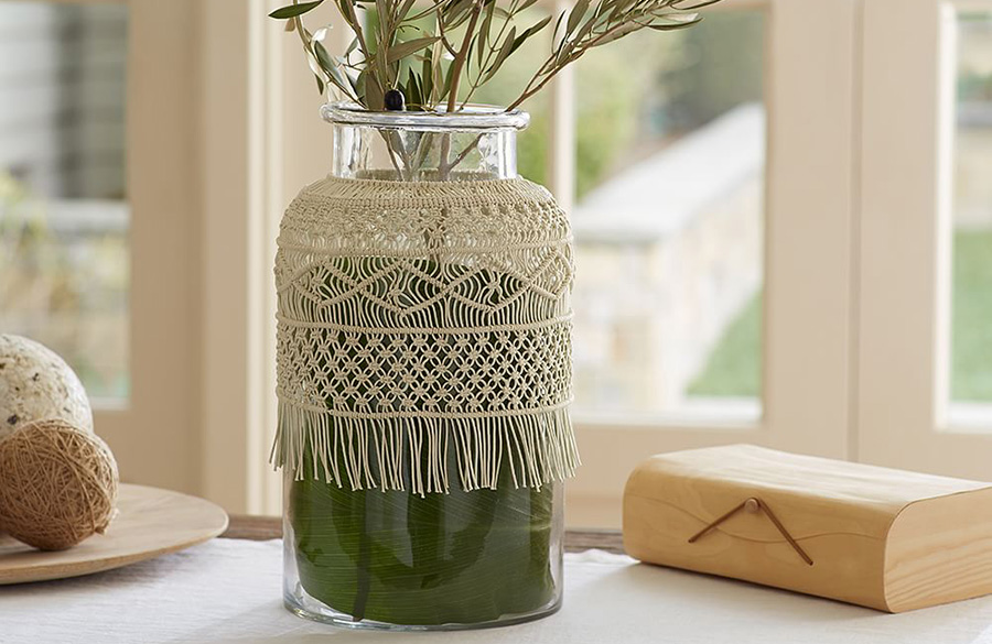 تزئین شیشه با مکرومه بافی