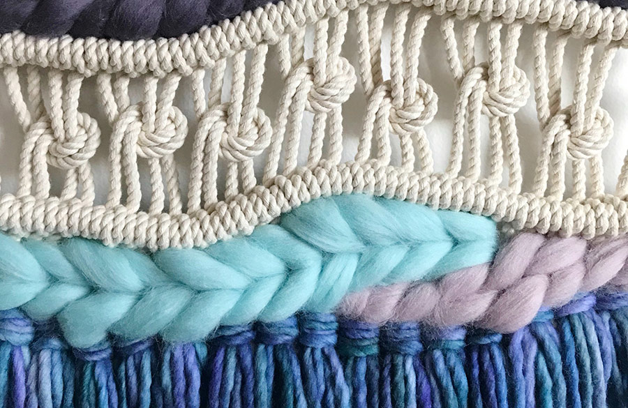 مکرومه بافی با تلفیق الیاف پشمی