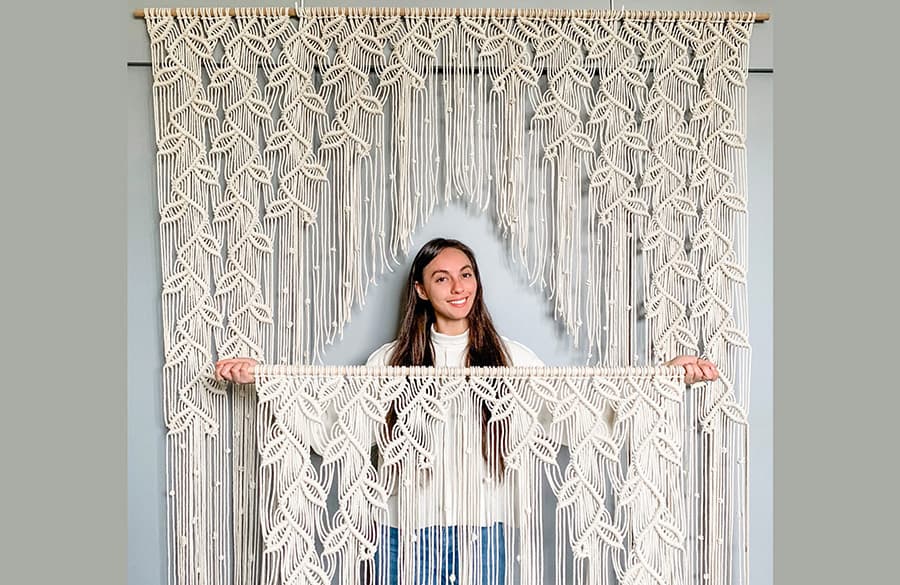 دیوار کوب با هنر مکرومه بافی