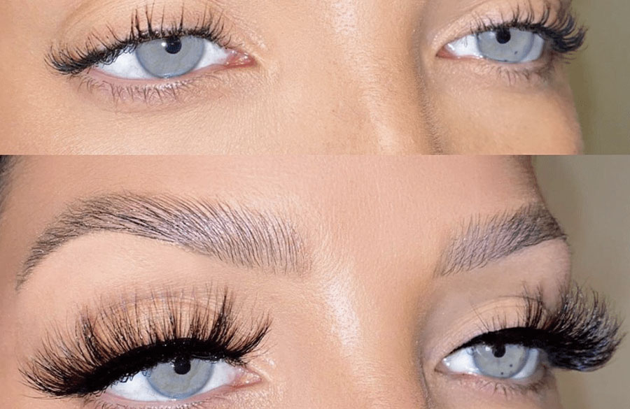 قبل و بعد استفاده از مژه مغناطیسی