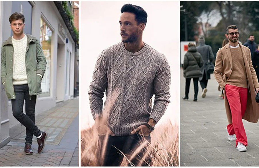 پلیور با بافت طنابی