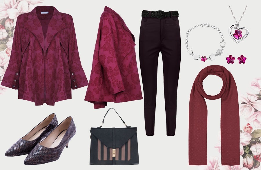 ست بهاره رسمی با مانتوی طرحدار ارغوانی