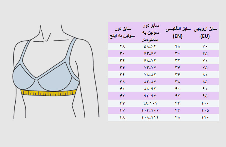 سایز دور سوتین
