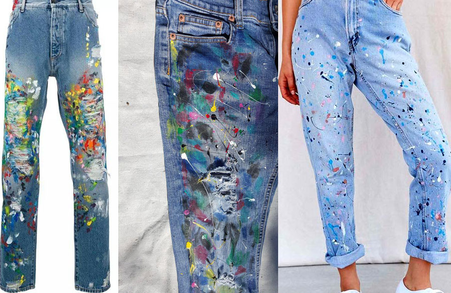 نقاشی بر روی شلوار جین