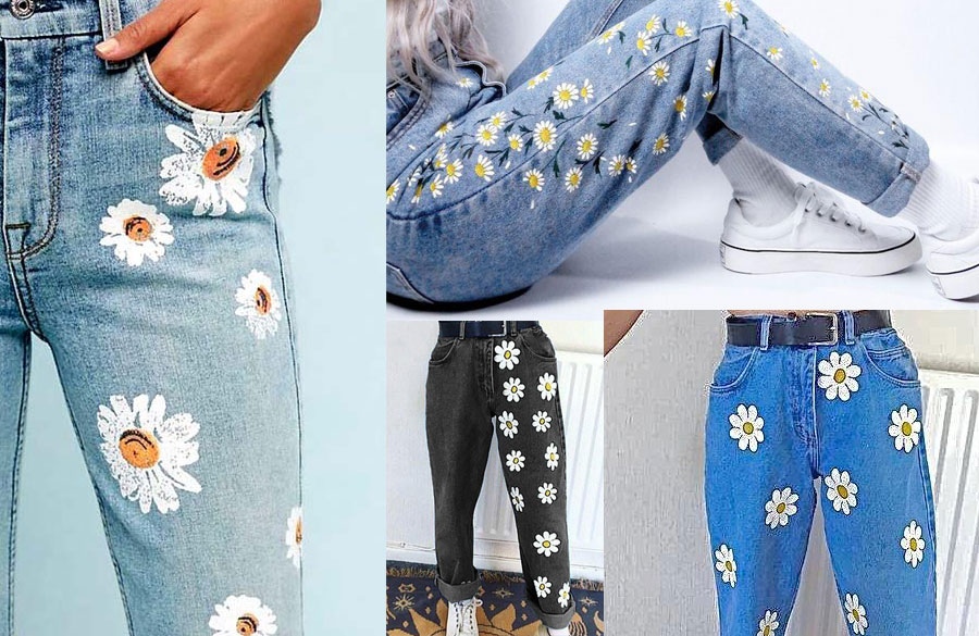 نقاشی بر روی شلوار جین