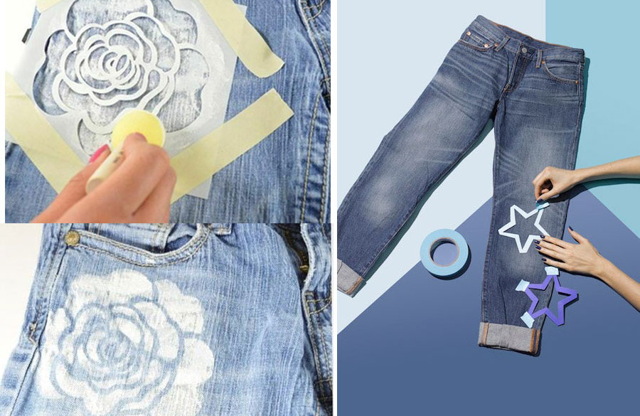 نقاشی بر روی شلوار جین