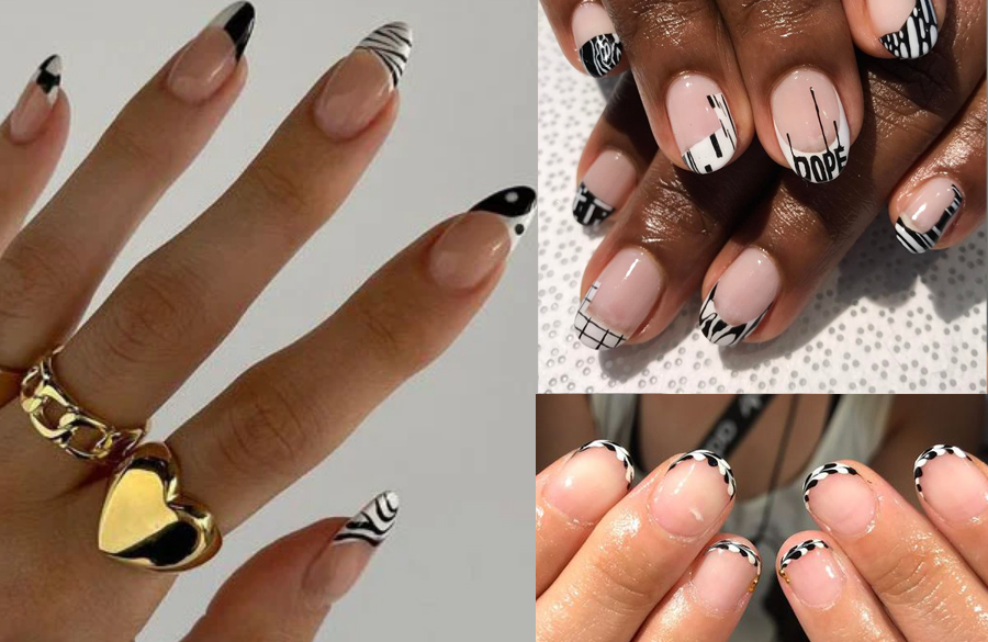 فرنچ گرافیکی مشکی و سفید