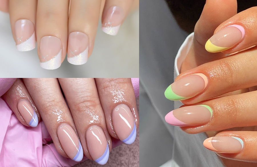 فرنچ ناخن کج یا دیاگونال Diagonal