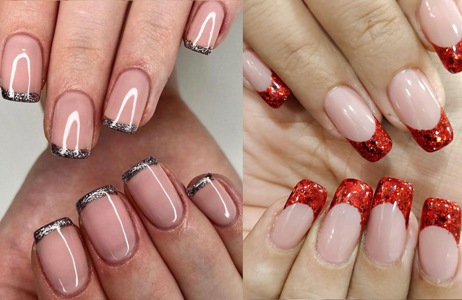 فرنچ ناخن گلیتر یا اکلیلی