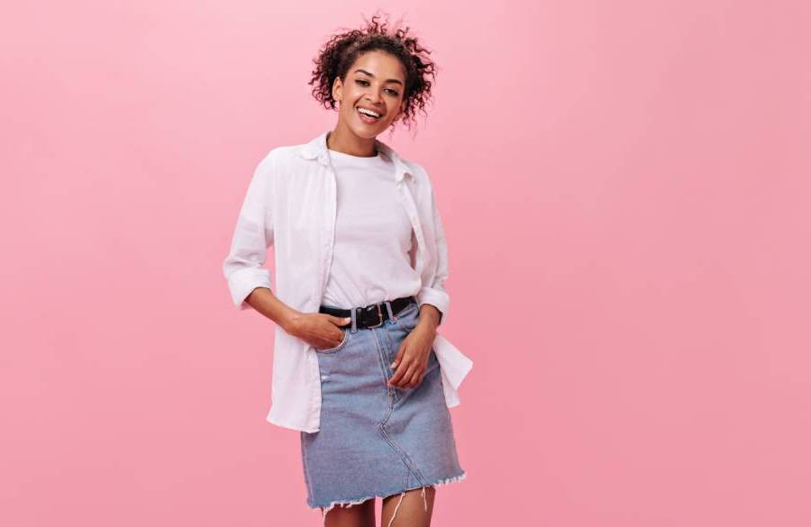 دامن جین کوتاه دکمهدار