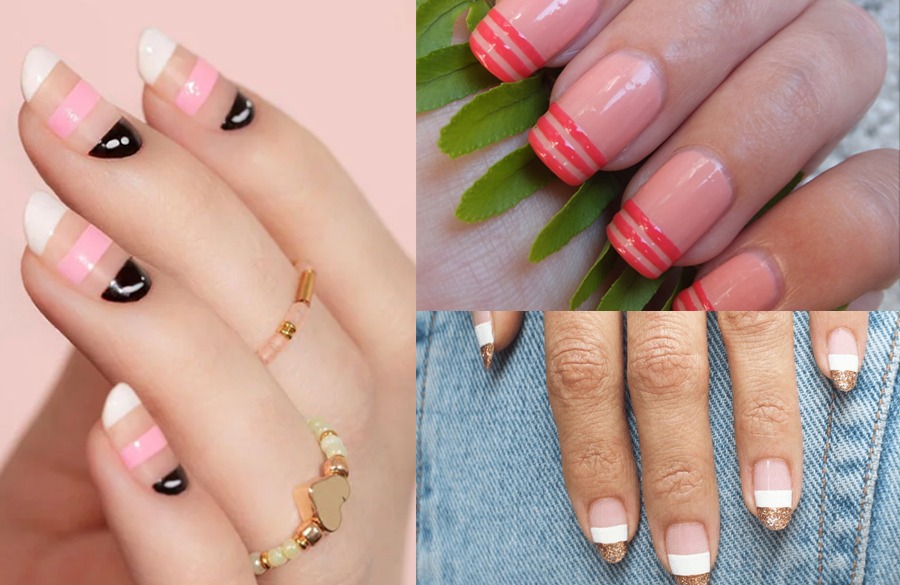 فرنچ ناخن راه راه یا چند لایه