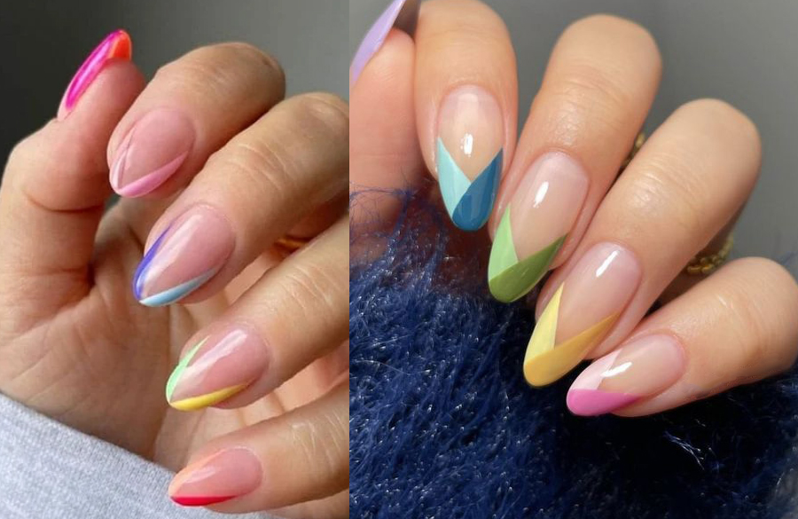 فرنچ v شکل رنگین کمانی